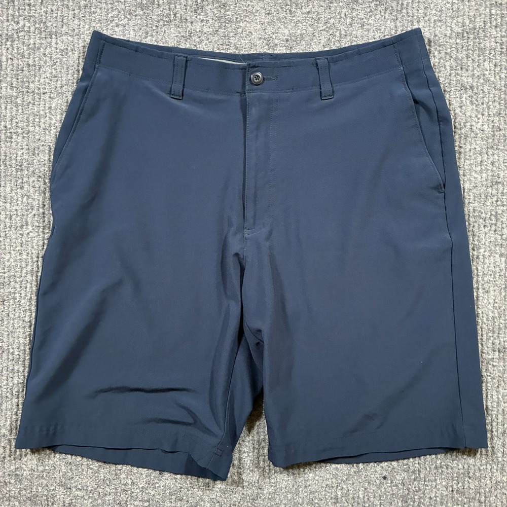 Ben Hogan Performance Mens Golf Shorts Size 32 Blue Flat Front Mid Rise
